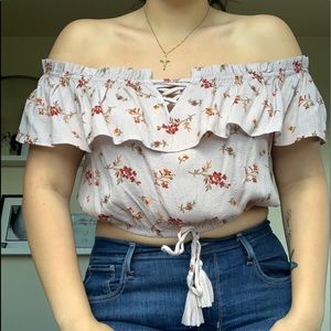 American Eagle Off The Shoulder Floral Crop Top